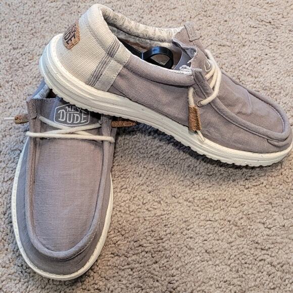 Hey Dude Wally Shoes Men’s Gray Woven Sz 10 Boho Coastal Artisan Lightweight GUC - Picture 3 of 10